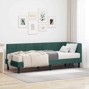 vidaXL Estrutura de Cama de Canto com Colchão 2 pcs Verde Veludo
