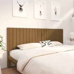 vidaXL Cabeceira de cama 205,5x4x100 cm pinho maciço castanho mel