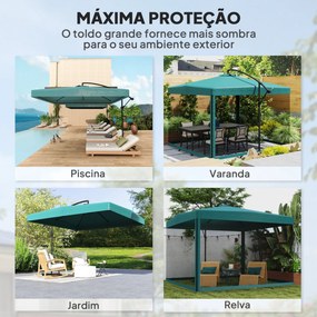 Chapéu de Sol de Jardim 295x295x260 cm Chapéu de Sol Excêntrico com Re
