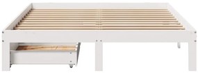 Estrutura de cama com gavetas 160x200 cm pinho maciço branco