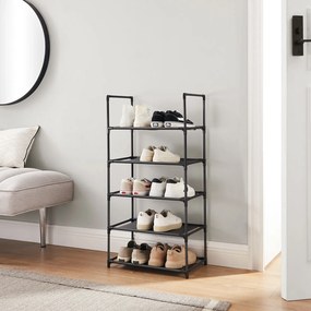 Estante para sapatos com 5 prateleiras 45 x 28 x 89 cm  em tecido não tecido Preto