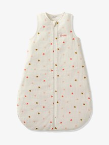 Oferta do IVA - Saco de bebé especial verão, em gaze de algodão, Pequenos Corações branco claro estampado