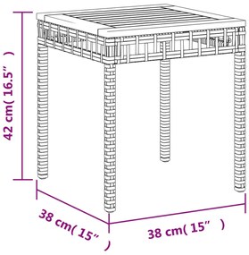 Mesa de jardim 38x38x42 cm vime PE/acácia mistura de beges