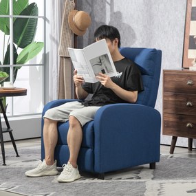 Poltrona Relax Reclinável até 155° Poltrona Reclinável Manual para Pessoas com Altura Inferior 195 cm 67x87x98 cm Azul Escuro