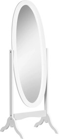 HOMCOM Espelho de Pé Oval Estilo Shabby Chic Inclinação Ajustável 48x46x147 cm Mdf Branco | Aosom Portugal