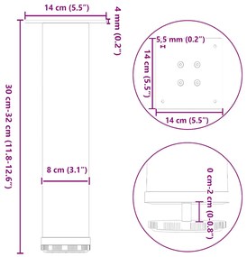 Pés para mesa de centro 4 peças, preto, 30-32 cm, aço