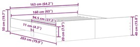 Estrutura cama c/ cabeceira e apoio pés 160x200cm cinza cimento
