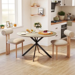 Mesa de Refeição Redonda (CADEIRAS NÃO INCLUIDAS) para 4 Pessoas Mesa de Cozinha Industrial com Estrutura de Aço Ø120x75 cm Castanha