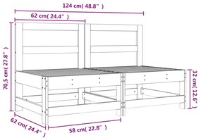 Sofás de centro para jardim 2 pcs madeira pinho maciça cinzento