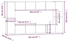 Conjunto móveis de TV 8 pcs madeira processada cinzento cimento