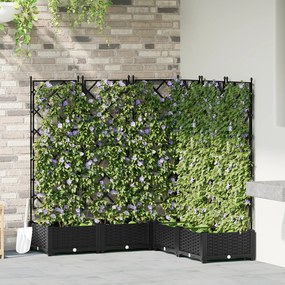 vidaXL Vaso de Jardim com Trelis 5 pcs Preto 120x120x125.5 cm