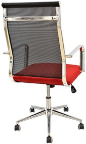 Cadeira de escritório AUSTRIA, executivo, rede preta, tecido vermelho