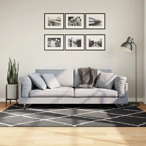 Tapete shaggy de pelo alto PAMPLONA 140x200 cm preto e creme