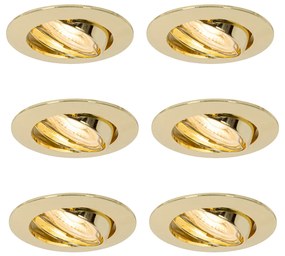 Conjunto de 6 Focos Embutidos Dourados GU10 35mm - Edu