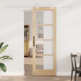 Porta Deslizante vidaXL com Conjunto de Hardware 73.5x211 cm Madeira M