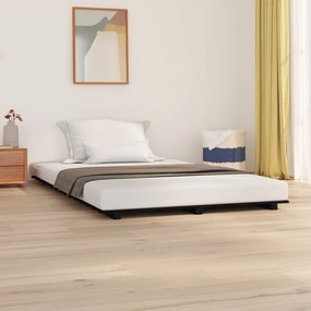 Estrutura de cama 150x200 cm madeira de pinho maciça preto