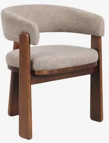 Cadeira De Jantar Com Braços Estofada E Em Madeira De Carvalho Carbalis Carvalho Escuro Castanho & Chenille Castanho Taupe - Sklum