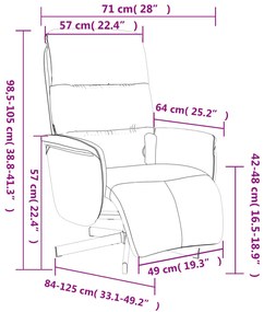 Cadeira massagens reclin. c/ apoio pés tecido cinza-acastanhado