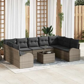 vidaXL Conjunto de Sofás de Jardim com Almofadas Pretas em Polirattan