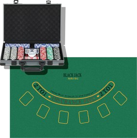 Mala de Póquer com 400 Fichas 2 Baralhos 5 Dados Tapete e Botão Dealer 39,5x28x8 cm Cinza