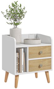 Mesa de cabeceira compacta Mesa multifuncional com 2 gavetas grandes e