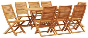Conjunto de Jantar de Jardim Manual 9 pcs Castanho Largo