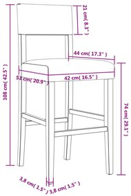 Cadeiras de bar 2 pcs seringueira maciça e couro artificial