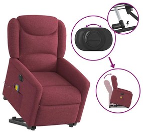 Poltrona elevatória de massagens elétrica tecido vermelho tinto