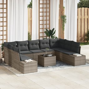 Conjunto de Sofá de Jardim com Almofadas Rattan Polimérico Preto
