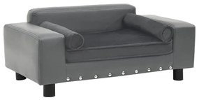 vidaXL Sofá para cães 81x43x31 cm pelúcia e couro artificial cinzento