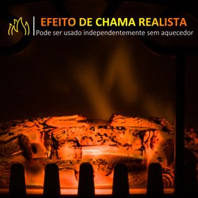 HOMCOM Lareira Elétrica com Termostato Efeito de Chama Realista Potênc