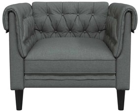 Sofá chesterfield tecido cinzento-escuro
