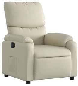 Poltrona reclinável elétrica couro artificial cor creme