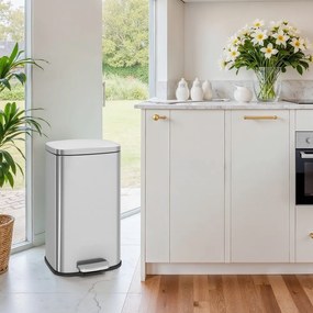 Caixote do lixo 30 L em aço inoxidável 35 x 23,8 x 63 cm prateado