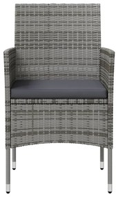 8 pcs conjunto lounge de jardim c/ almofadões vime PE cinzento