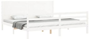 Estrutura cama Super King Size c/ cabeceira madeira branco