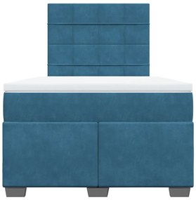 Cama boxspring com colchão 120x190 cm veludo azul