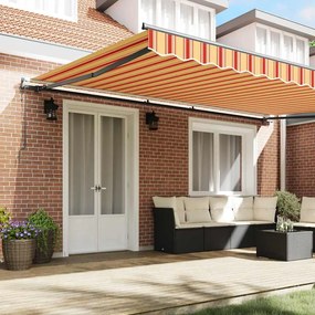 Toldo Retrátil Automático Amarelo e Laranja 500 x 350 cm