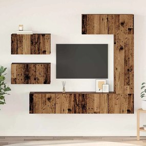 Conjunto de móvel de TV 6 pcs Madeira antiga 30.5 x 30 x 90 cm