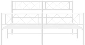 Estrutura de cama com cabeceira e pés 135x190 cm metal branco