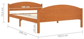 Estrutura de cama 160x200 cm madeira pinho maciço castanho mel