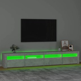 Móvel de TV com luzes LED 240x35x40 cm cinzento cimento