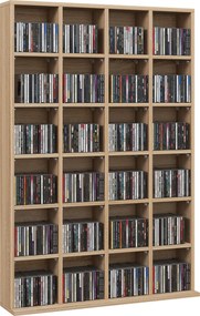 Móvel multimédia com capacidade para 456 CDs/336 DVDs - estante de madeira com prateleiras ajustáveis, 89 x 130,5 cm, madeira natural