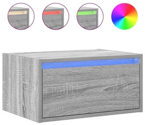 Mesas de cabeceira de parede com luzes LED 2pcs cinzento sonoma