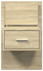 Mesa de cabeceira de parede com luzes LED carvalho sonoma