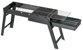 Outsunny Barbecue a Carvão Dobrável Barbecue Portátil com Grelhas de Aço Inoxidável para Exterior Campismo Jardim 74x20x38 cm Preto