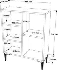 Estante Luise com Pés Altos  – Branco – 69x25x87,6 cm