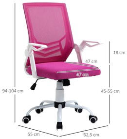 Cadeira de Escritório Ergonômica Giratória com Altura Ajustável Apoio para os Braços Dobrável Suporte Lombar e Encosto Transpirável 62,5x55x94-104cm R