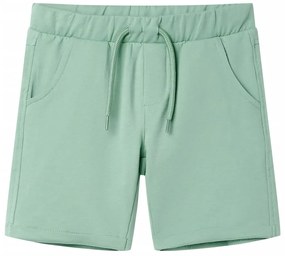 Calções de criança com cordão cor caqui-claro 104