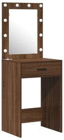 Conjunto de Mesa de Maquilhagem de 3 Peças com LED em Carvalho Preto